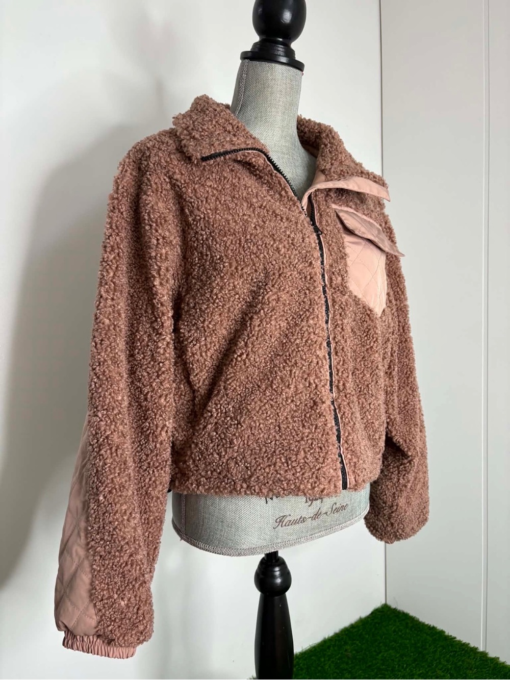 Garage Women's dusty pink Faux Shearling Zip Jacket